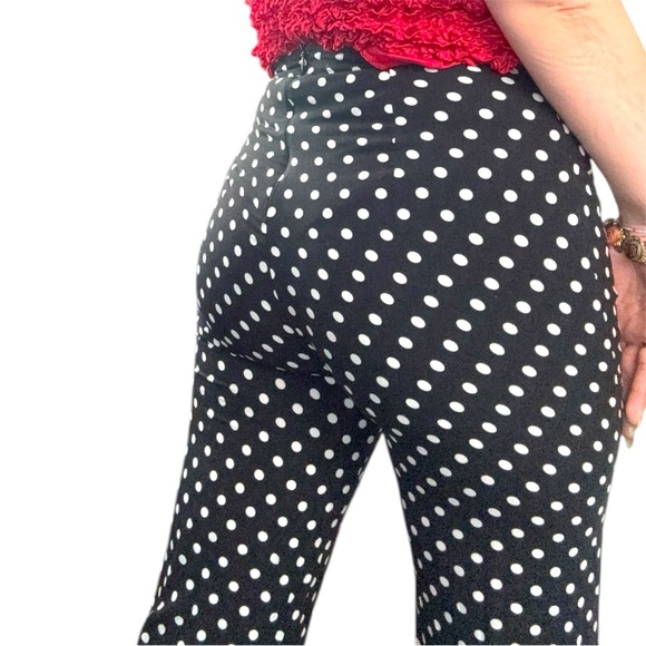 Wild Honey Black and White Polka Dot Wide-Leg Pants High Waisted Pleated Sz L - Picture 14 of 16